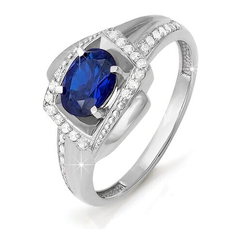 Кольцо Diamant online, белое золото, 585 проба, бриллиант, сапфир, размер 18 кольцо из золота с бриллиантом и сапфиром звездчатым 11 0514 1400 размер 17 5 мм