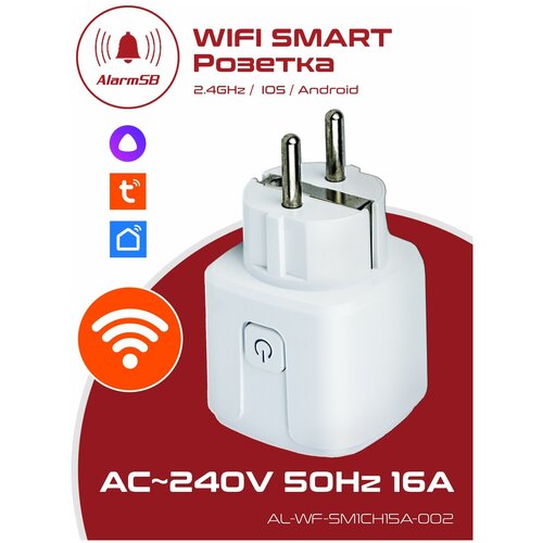 Умная беспроводная WiFi розетка с таймером и голосовым управлением Алиса, Smart Life, Tuya
