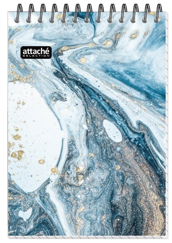 Блокнот Attache А6, 80 листов, клетка, гребень, картонная обложка, Selection Fluid, серо-голубой (1061717)