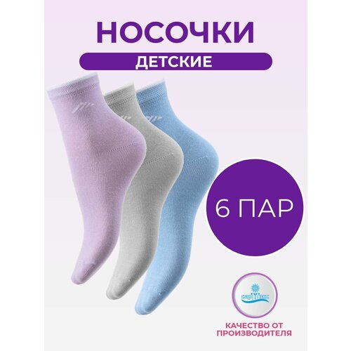 Носки САРТЭКС 6 пар, размер 20/22, фиолетовый, голубой носки сартэкс 6 пар размер 20 22 серый голубой