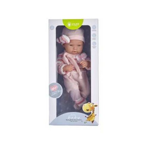 Пупс Pure Baby 35см в розовом комбинезоне, шапочке с шарфом, с аксесс. Junfa WJ-B9971