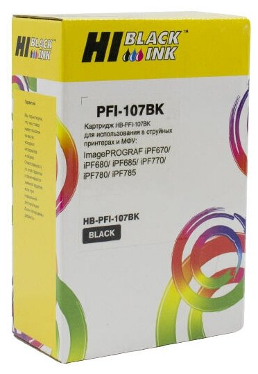 Картридж Hi-Black (PFI-107BK) для Canon iPF680/685/780/785, Bk