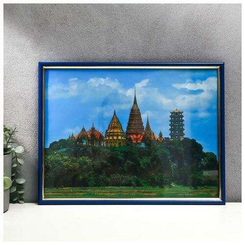 Фоторамка 30х40 584Р синий малахит с золотом пластиковый экран 1027₽