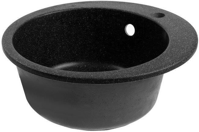 Мойка для кухни из камня Zein 30/Q4, d = 475 мм, круглая, перелив, цвет черный Zein 7573718 . - фотография № 6