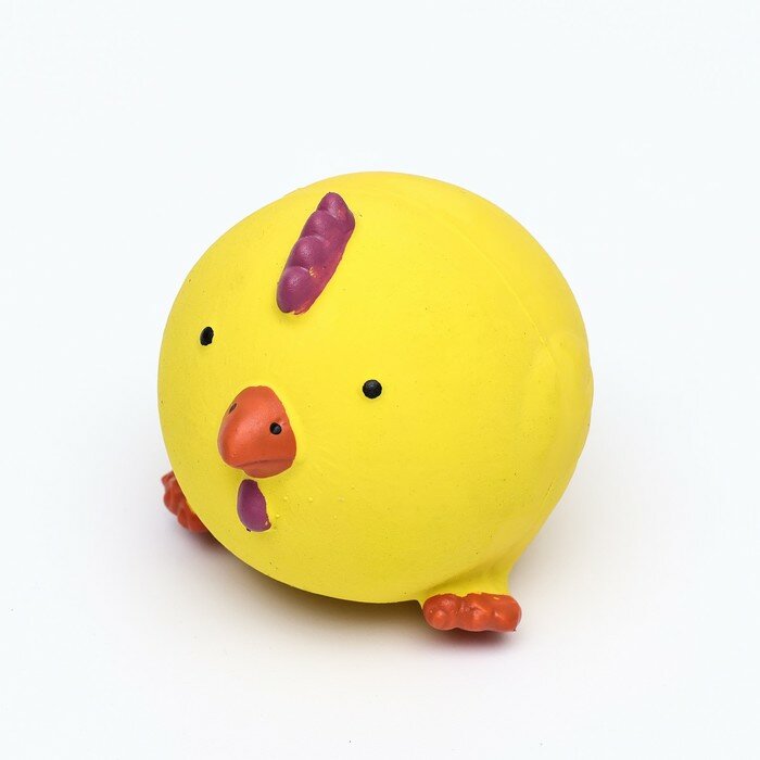 Пижон Игрушка пищащая для собак из латекса "Цыплёнок-Мяч", 8 см, жёлтая