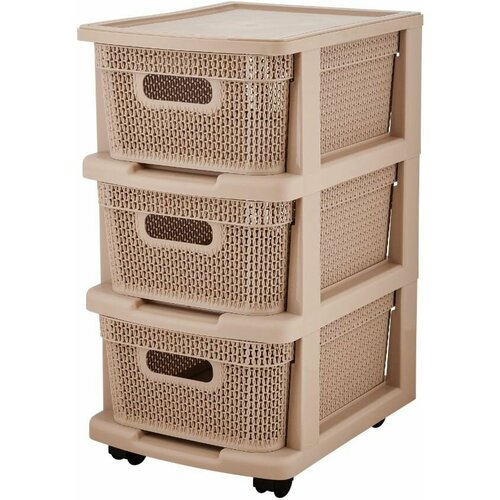Комод 3 ящика Ajur 37х30х52 см бежевый топаз корзина на колесиках KL379522005 Keeplex 2951₽