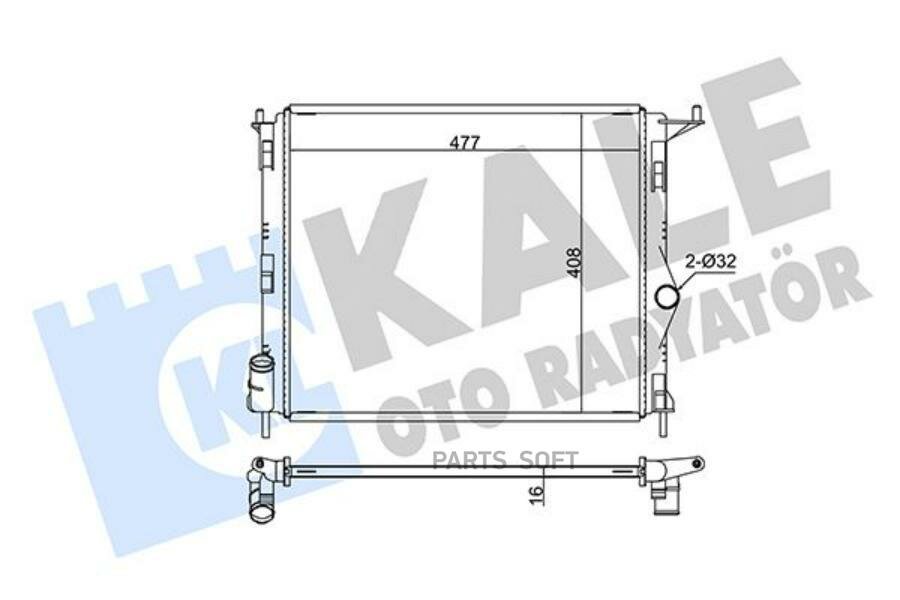 KALE 346010 346010_радиатор системы охлаждения!\ Dacia Logan/Sandero 1.4-1.6i 08>