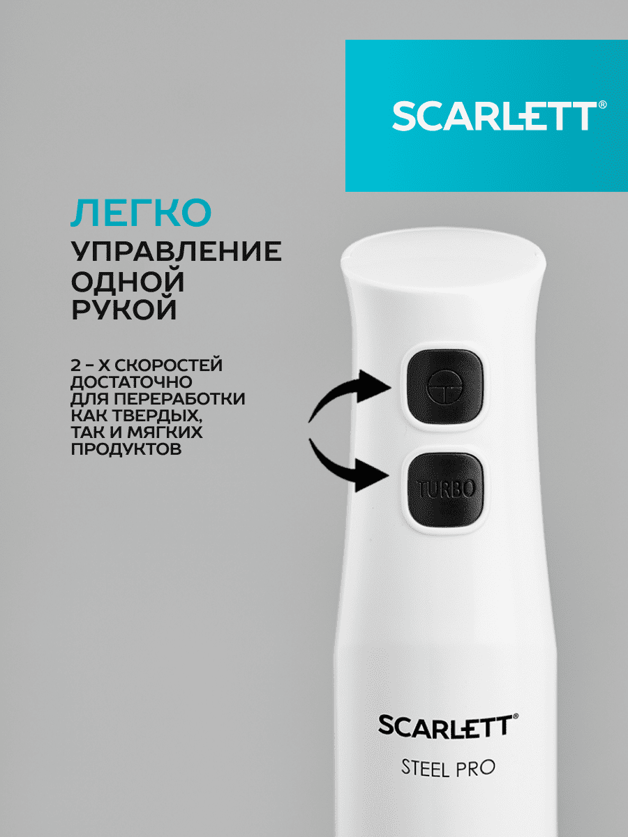 блендер SCARLETT SC-HB42F06 850Вт венчик/измельчитель белый - фото №4