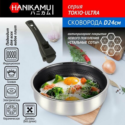 Сковорода 24 см с антипригарным покрытием съёмная ручка 3899₽