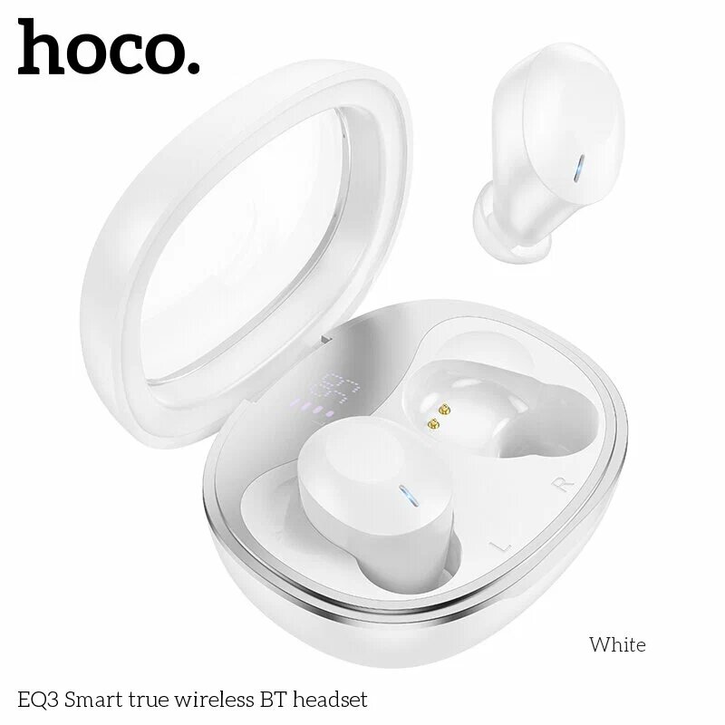 Наушники беспроводные Hoco EQ3 Smart с дисплеем белые