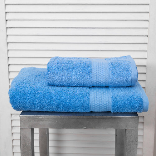 Набор махровых полотенец Голубой 2шт - 5090 и 70140 100 хлопок плотность 460гр 1488₽