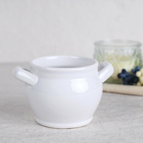 Кашпо с ручками 11x6,5 Прованс керамическое белое