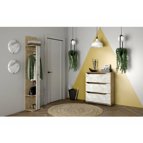 Серия 2- прихожая комплект 1 мрамор византийский\дуб харбор золотой