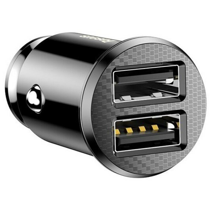Автомобильное зарядное устройство BASEUS Grain, 2*USB, 3.1A, 5W, черный