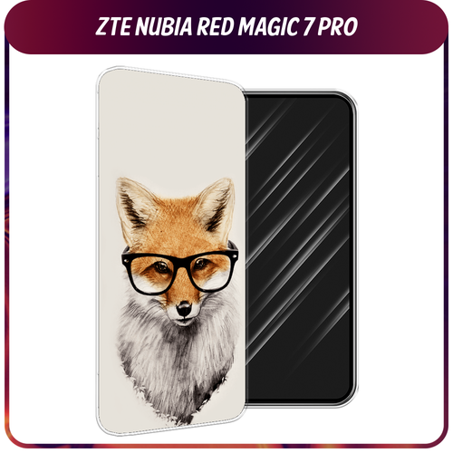 Силиконовый чехол на ZTE Nubia Red Magic 7 Pro / ЗТЕ Нубиа Ред Меджик 7 Про Лиса в очках силиконовый чехол на zte nubia red magic 7 pro зте нубиа ред меджик 7 про лень тюлень прозрачный