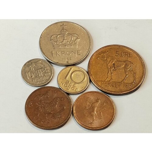 Норвегия, набор 6 монет, без повторов по типу. Из обращения.