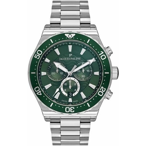 Наручные часы Jacques Philippe JPQGC2013X6, серебряный, зеленый часы наручные jacques philippe jpqgc201318