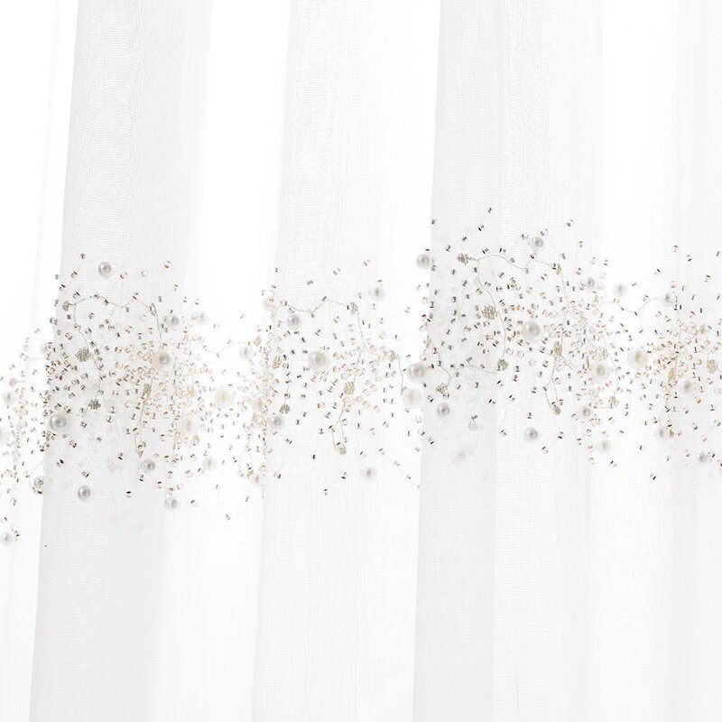 Прозрачные белые/серые тюлевые шторы Tiyana ZH452 Rod Pocket Process 1Piece W300 X H260CM White