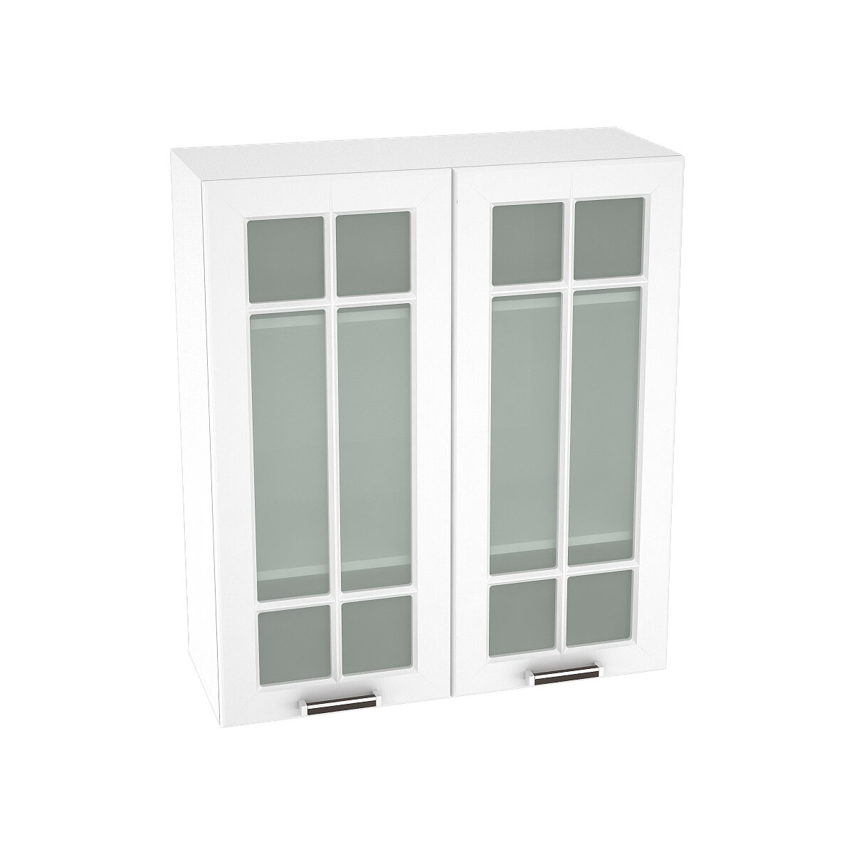 Кухонный шкаф навесной, Кухня Чехия, ШВ809 со стеклом, Белый / Белое Дерево