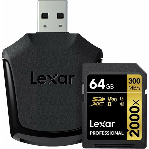 фото Карта памяти lexar 2000x sdxc uhs-ii gold (r300 w260) 64gb