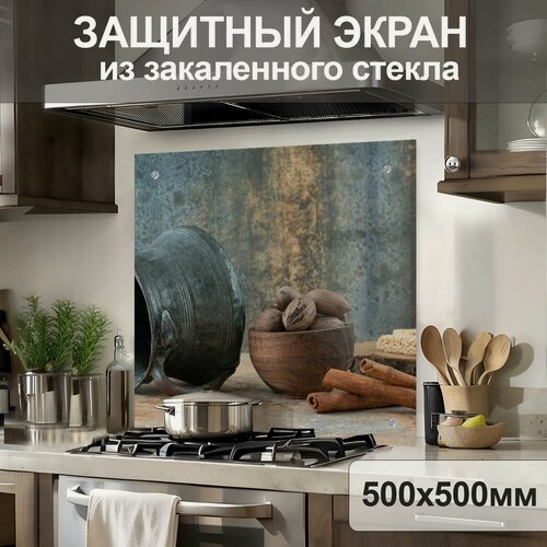 Изображение товара Защитный экран от брызг жира и масла на плиту, стекло "Восточная эстетика" 500х500мм