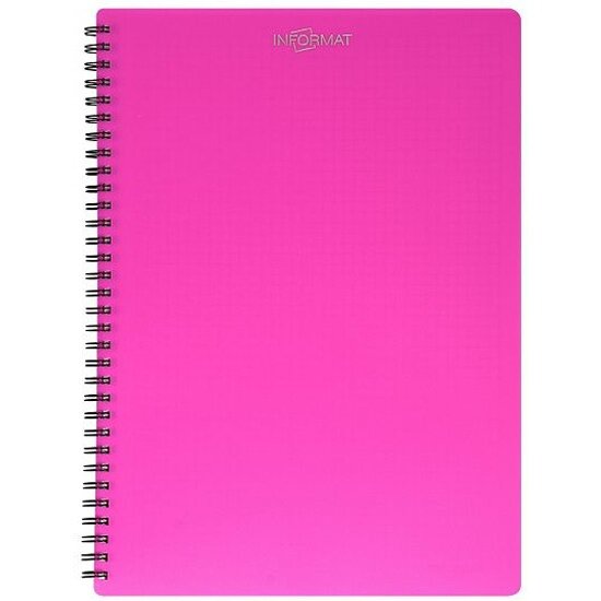 Тетрадь Informat 96 л. А4 кл. греб. Фуксия офс. пластик обл. фольга