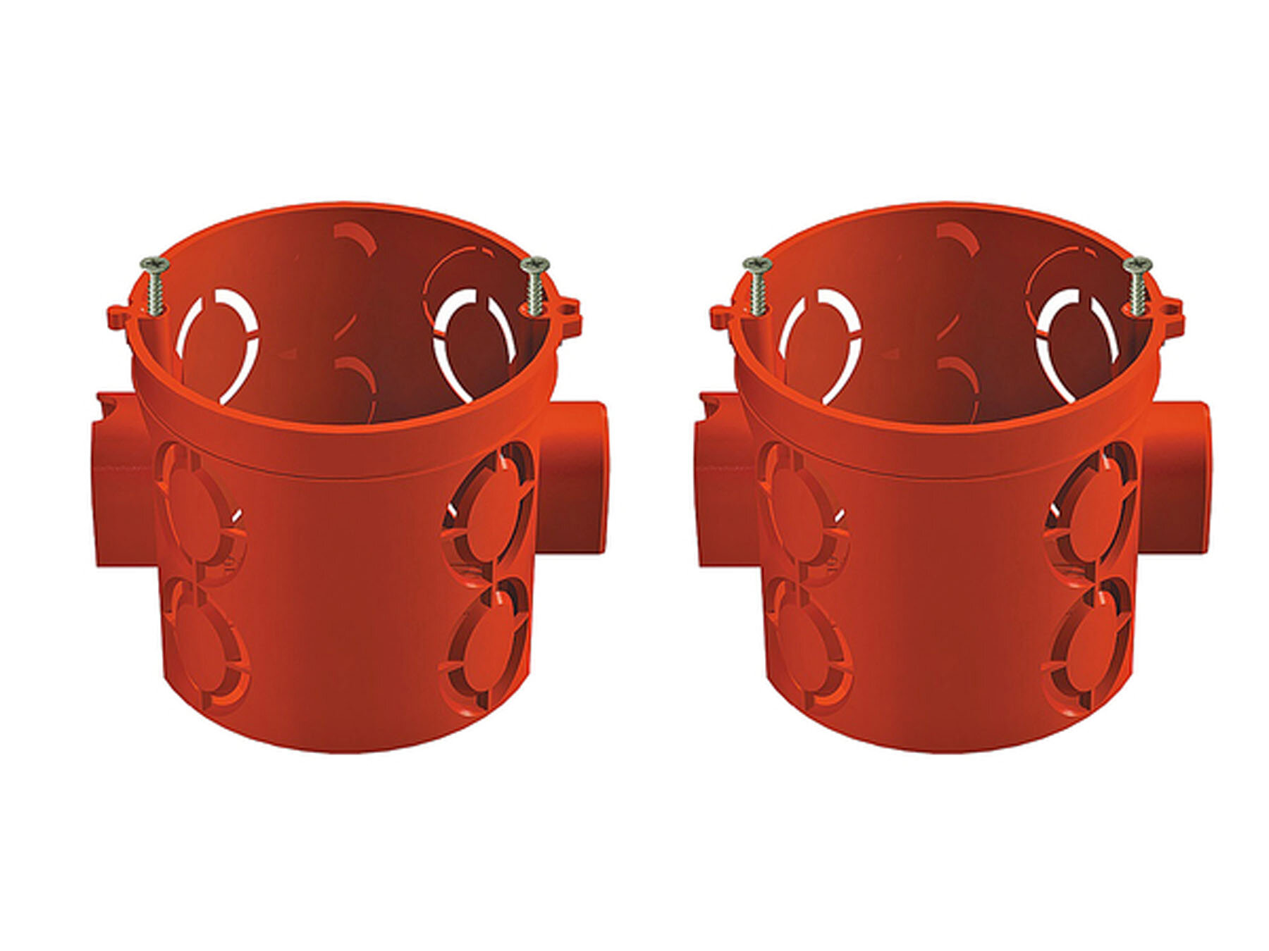 Подрозетник (GE40011-06-R) для бетона d68х62 мм 9 вводов красный IP20 с саморезами безгалогенный (2 шт.)