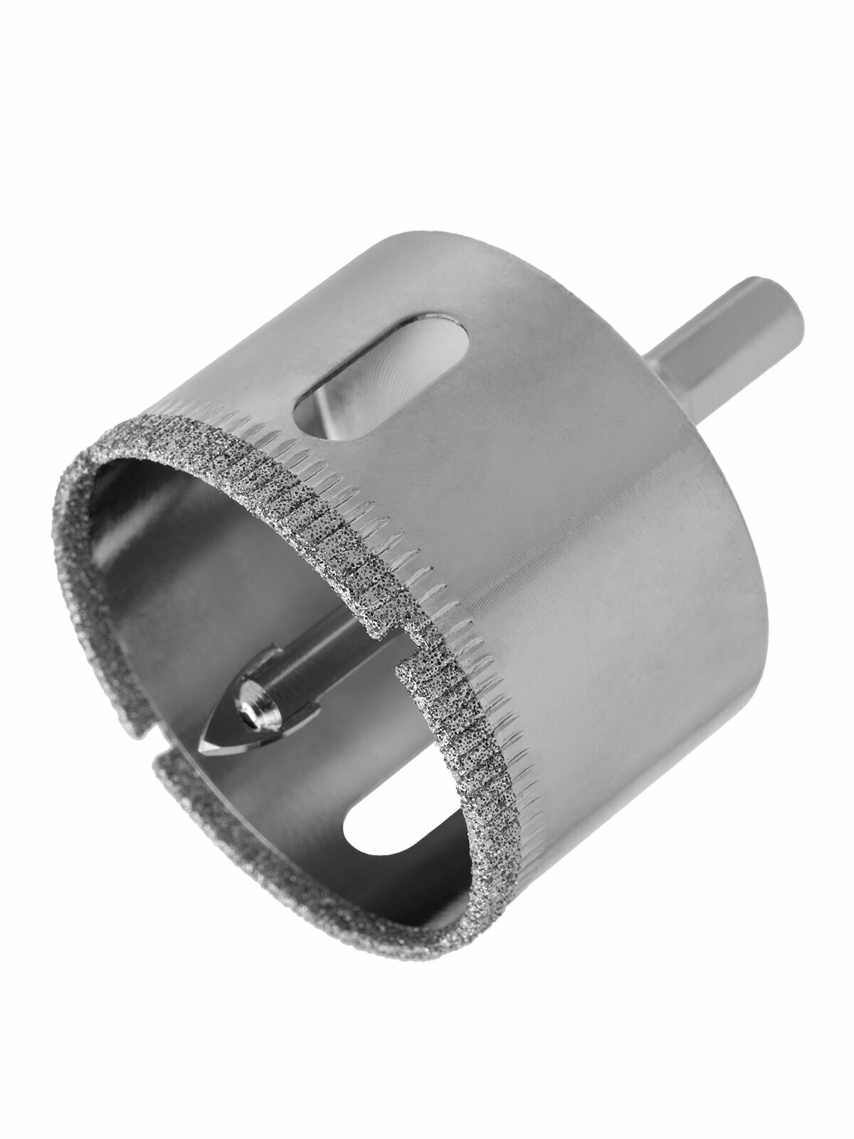 Сверло алмазное по стеклу и керамике Сибртех 45 х 55 мм 6-гранный хвостовик с центрирующим сверлом сталь 45 72721