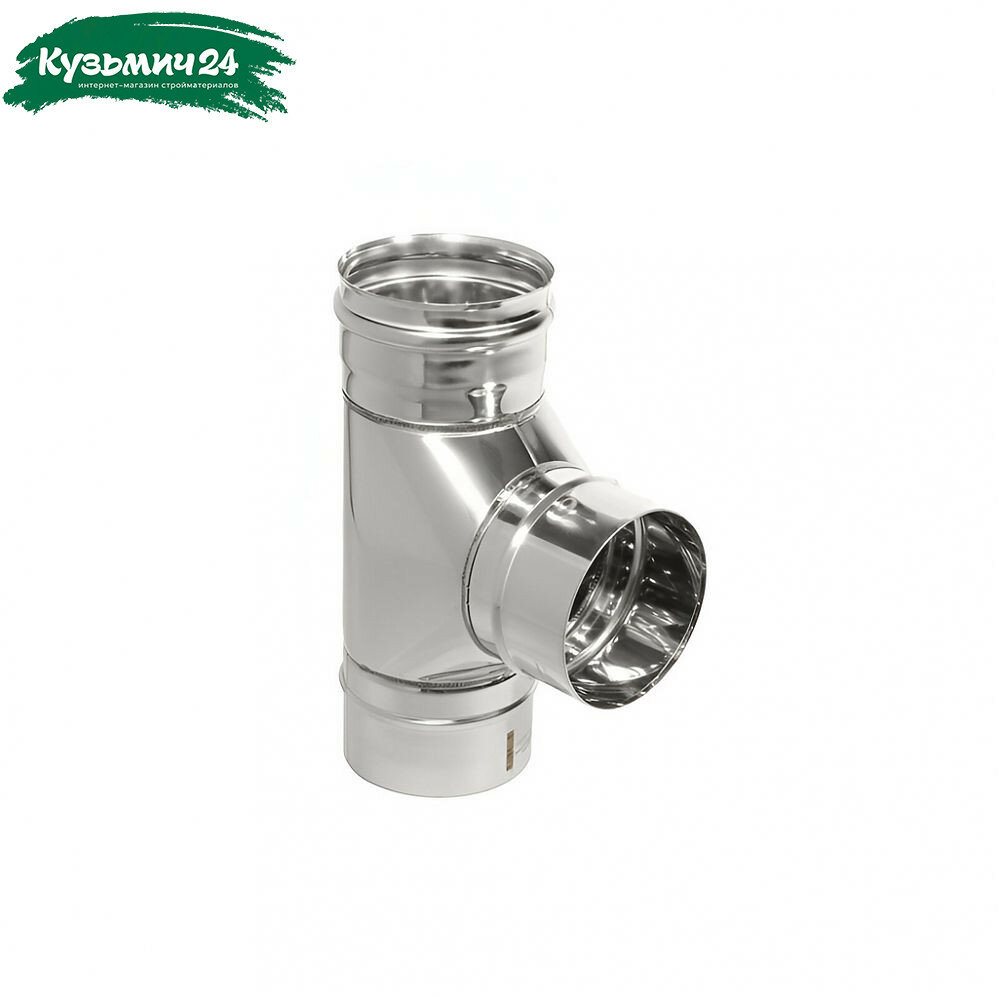 Тройник Д для дымохода d 100 мм угол 90 гр сталь 0.5 мм одностенный