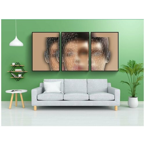фото Модульный постер "психология, психика, маска" 180x90 см. из 3х частей в тубусе, без рамки lotsprints