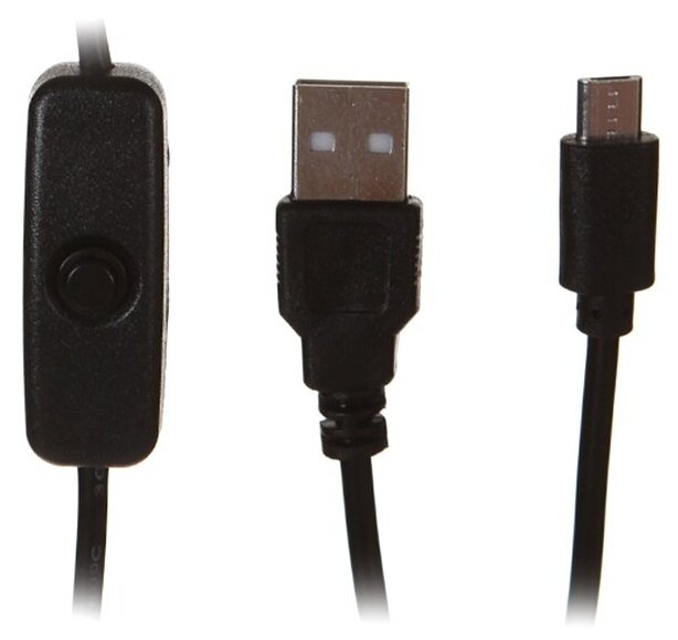 Кабель питания Qumo 33001 с выключателем для Raspberry P3 (MicroUSB)