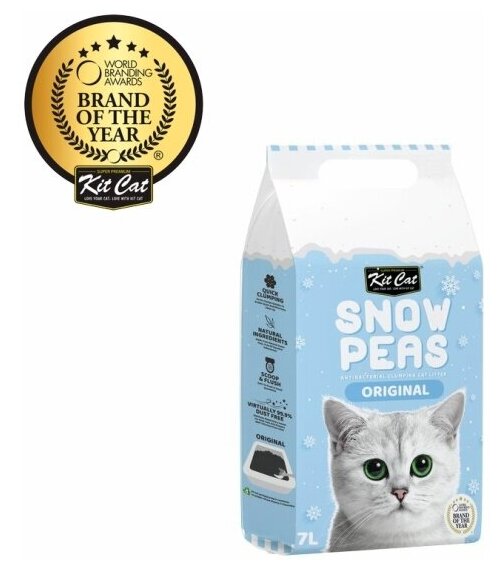 KIT CAT SNOW PEAS ORIGINAL наполнитель комкующийся биоразлагаемый на основе горохового шрота для туалета кошек (7 л) - фотография № 2