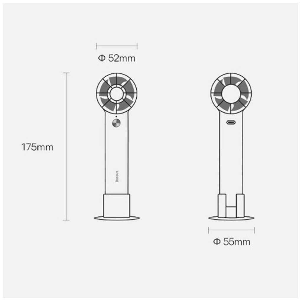 Портативный мини-вентилятор Baseus Flyer Turbine Handheld Fan, 4000 mAh, Хакки, ACFX010006 - фотография № 5