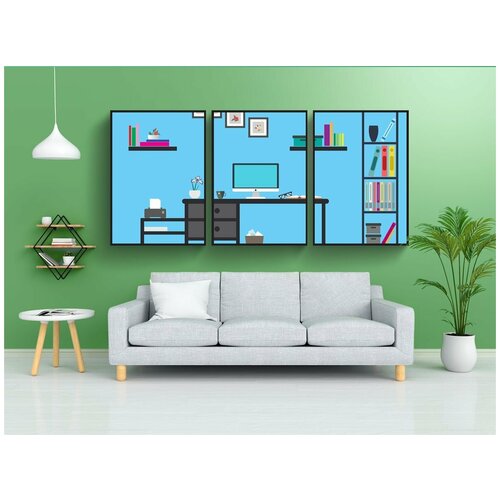 фото Набор модулных постеров для интерьера "офис, работай, место" 60x90 см. в тубусе, без рамки lotsprints