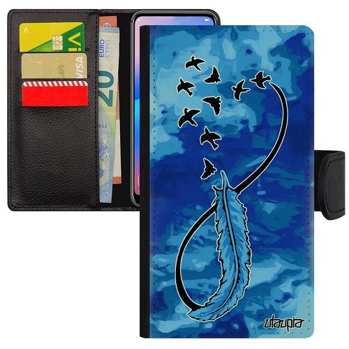 фото Стильный чехол книжка для мобильного // xiaomi mi 8 lite // "бесконечность" сердце вселенная, utaupia, голубой