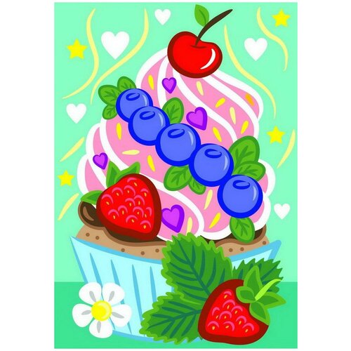 фото Набор для творчества lori картина по номерам для малышей ягодный кексик