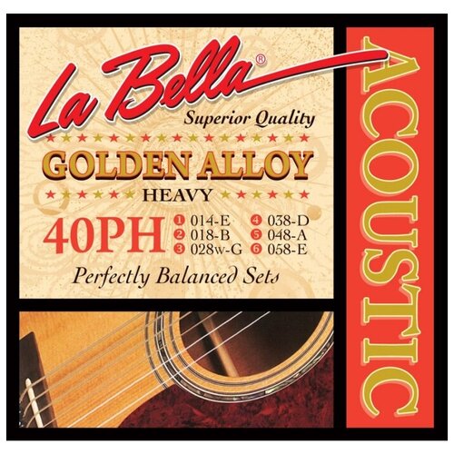 40PH Комплект струн для акустической гитары 14-58 La Bella la bella c5 00m струны для акустической гитары