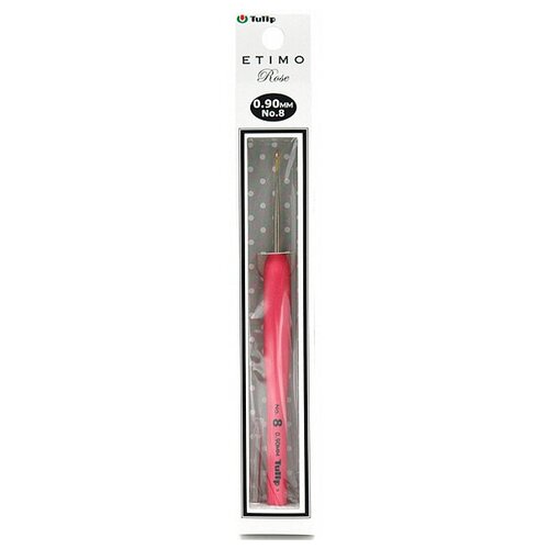Крючок для вязания с ручкой Tulip ETIMO Rose 0,9мм, сталь / пластик, арт. TEL-08E