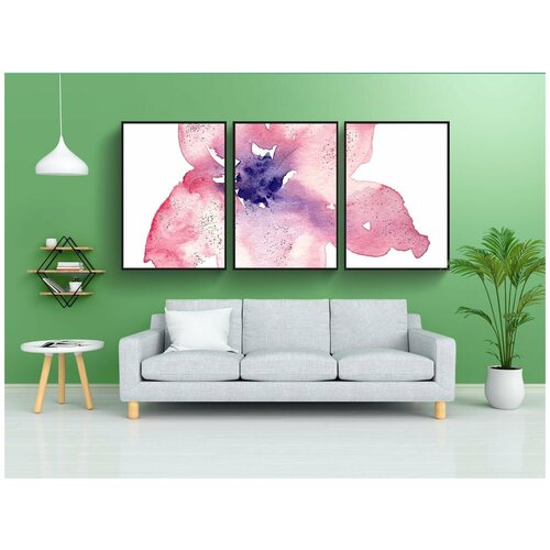 фото Набор модулных постеров для интерьера "акварель, лили, цветок" 60x90 см. в тубусе, без рамки lotsprints