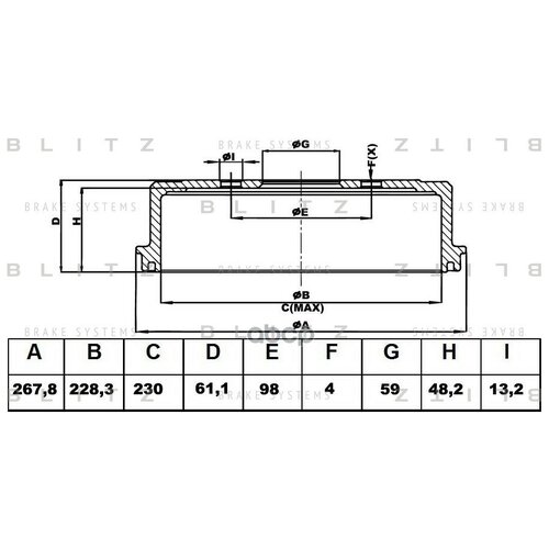 Барабан тормозной, BLITZ, BT0117