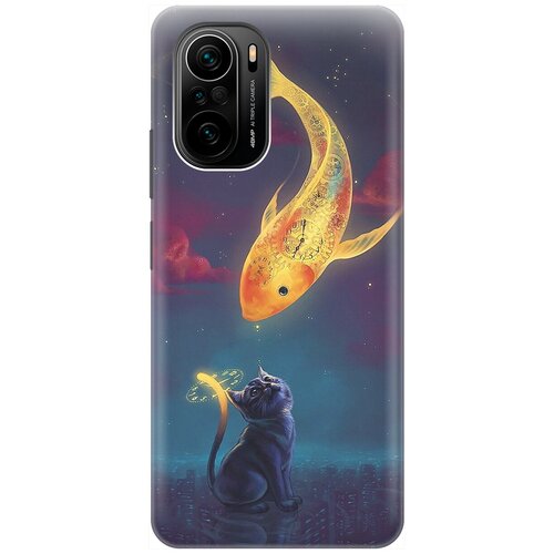 фото Re:pa накладка transparent для xiaomi poco f3 с принтом "кот и рыбка"