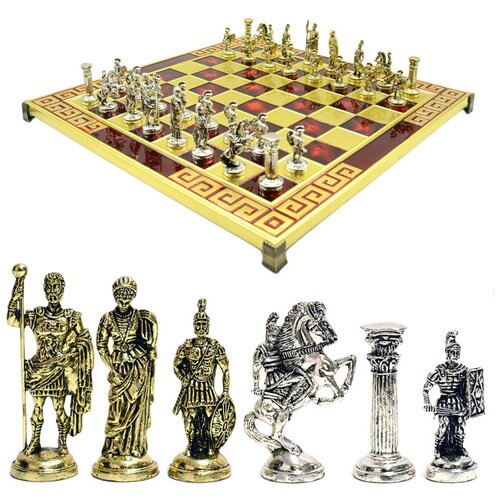 фото Marinakis шахматы с металлическими фигурами "римляне" 450*450мм.