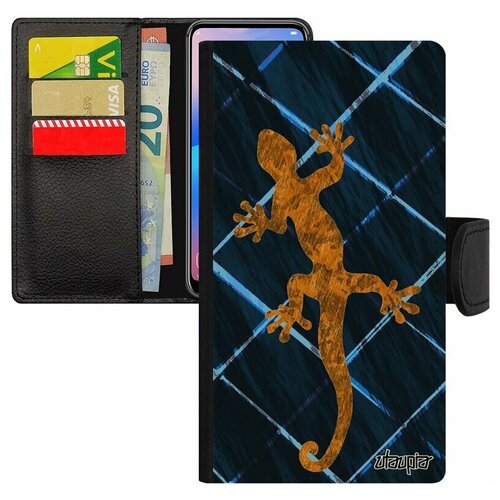 фото Чехол книжка на телефон xiaomi mi 8 lite, "саламандра" варан змей utaupia