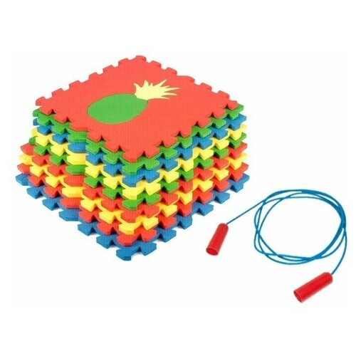 фото Коврик-пазл eco-cover сад-огород + скакалка, разноцветный