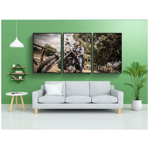 фото Набор модулных постеров для интерьера "байкер, harley, харли дэвидсон" 60x90 см. в тубусе, без рамки lotsprints