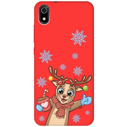 Силиконовая чехол-накладка Silky Touch для Xiaomi Redmi 7A с принтом Christmas Deer красная силиконовая чехол накладка silky touch для samsung galaxy a02 с принтом christmas deer красная