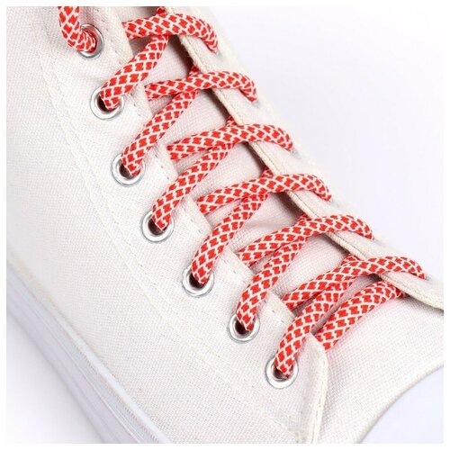 ONLITOP Шнурки для обуви, пара, круглые, 6 мм, 120 см, цвет красный/белый