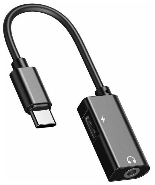 Адаптер-кабель для зарядки телефона / Переходник 2 в 1 TYPE-C to Jack 3.5mm to TYPE-C Mivo MX-T1 для Xiaomi, Провод для зарядки телефона
