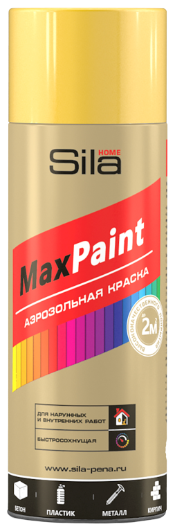 Sila HOME Max Paint, эмаль аэрозольная, универс.Желтая RAL1018, 520мл SILP1018