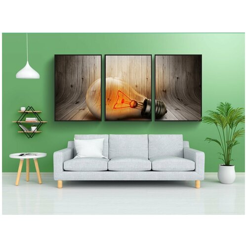 фото Набор модулных постеров для интерьера "лампочка, свет, электричество" 60x90 см. в тубусе, без рамки lotsprints